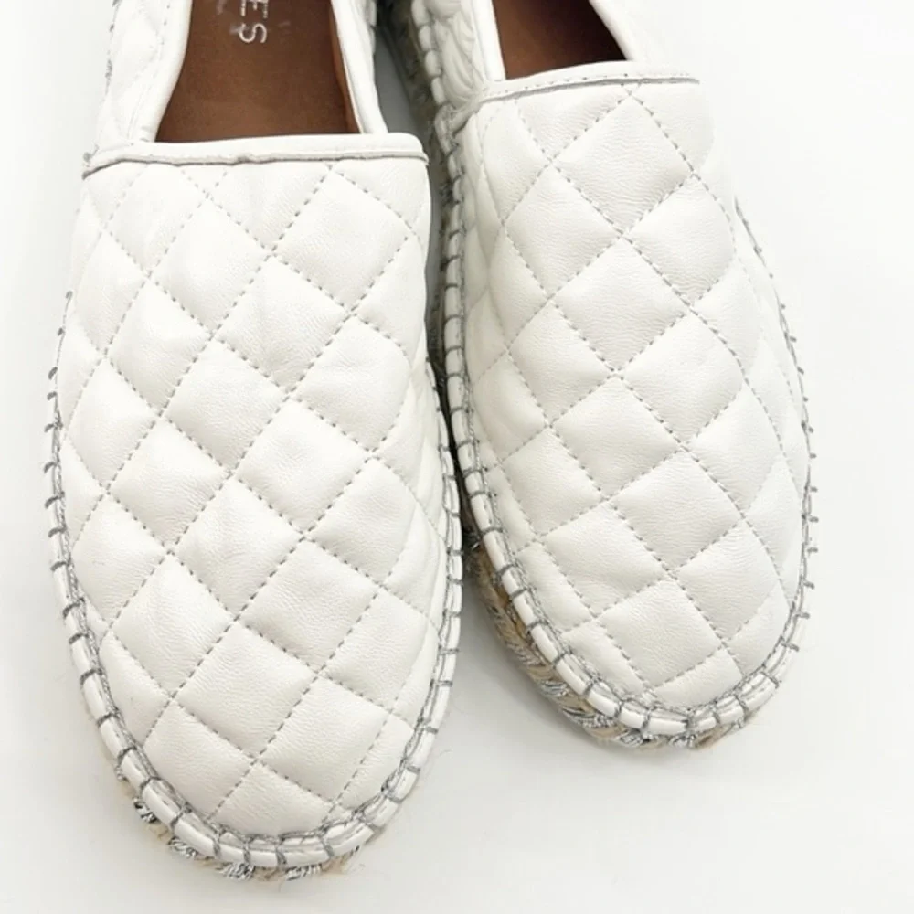 J/Slides Renata White Quilted Flatform Espadrilles size 10